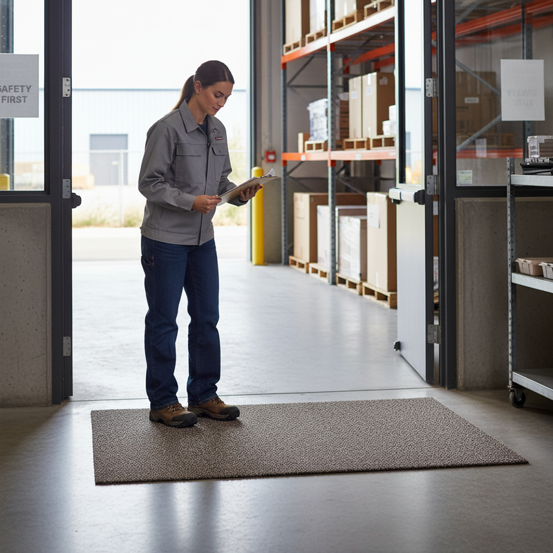 Gray Premium Cotton Thin Door Mat - Highly Absorbent & Machine Washable