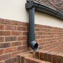 76mm Diameter Flush Joint Aluminium Downpipe Shoe — RAL 7016 (in use)
