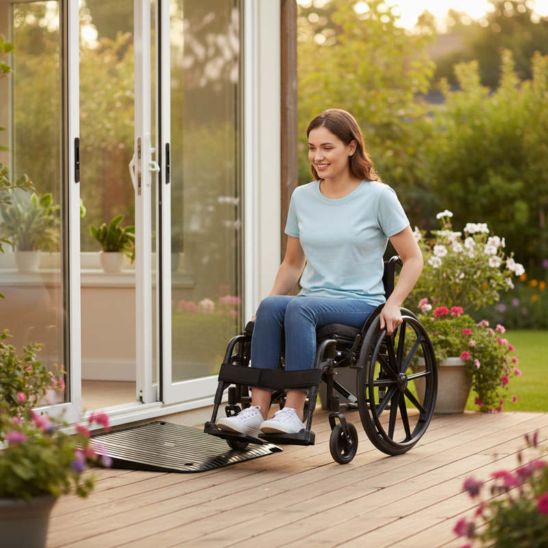 Dark Khaki Heavy Duty Wheelchair Access Ramp for 4" Rise - Premium Quality