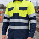 Navy/Hi-Vis Yellow Arc Flash & Flame Resistant Shirt - Class 1