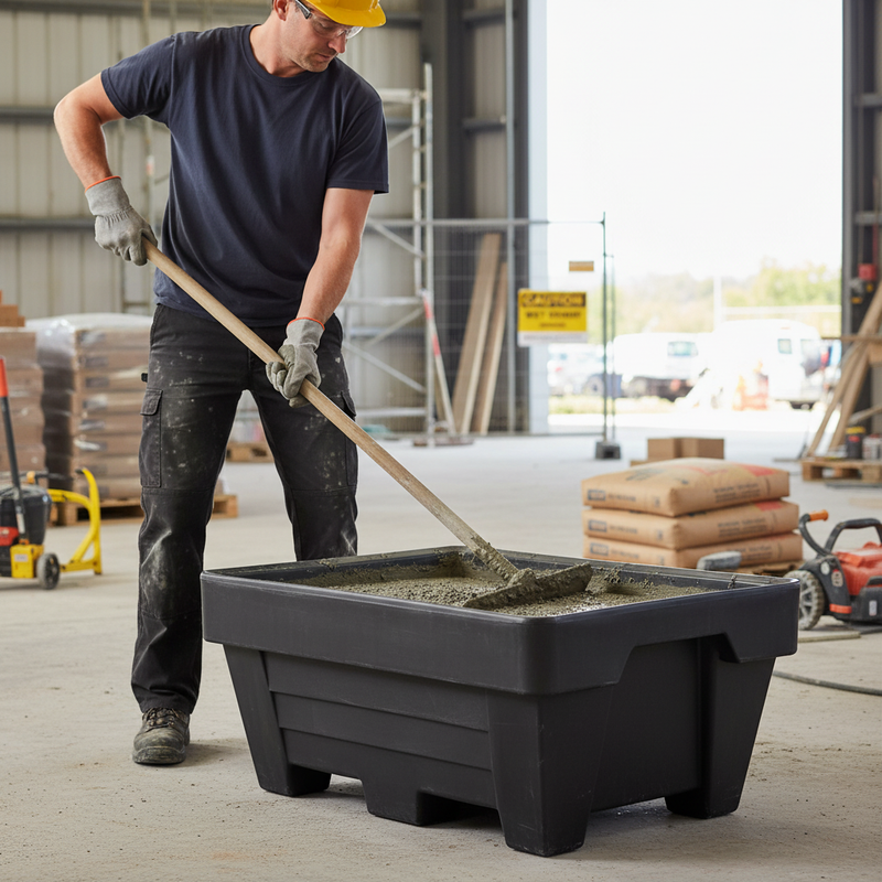 Gray 250 Litre Heavy Duty Twin Skin Mortar Tub for Construction