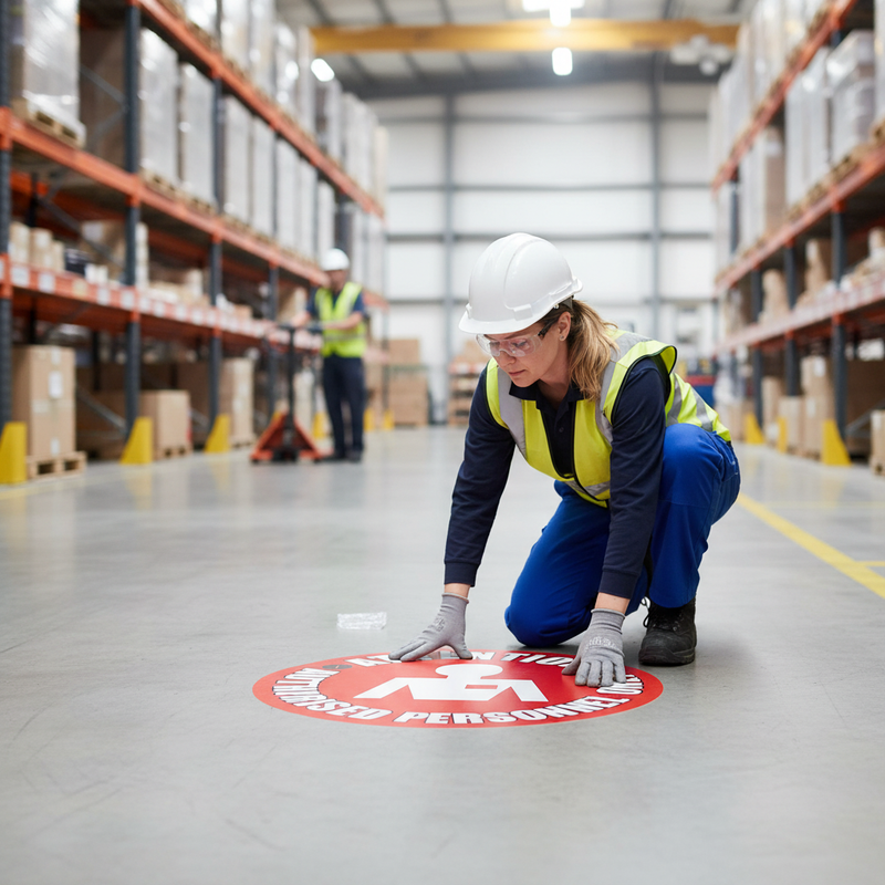 Gray Premium Attention Authorised Personnel Only Floor Sign - Slip Resistant