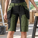 Women's Khaki Green/Black Flexible Work Shorts with Holster Storage