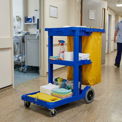 Janitorial cleaning trolley 100kg capacity with yellow sack