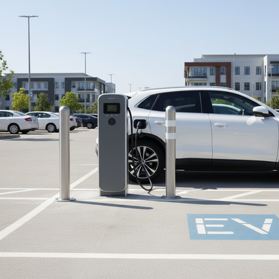 High-Performance EV Charging Point Protection Bollard - Stainless Steel
