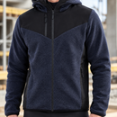 Dark Navy/Black Hooded Fleece Jacket with Reinforced Panels