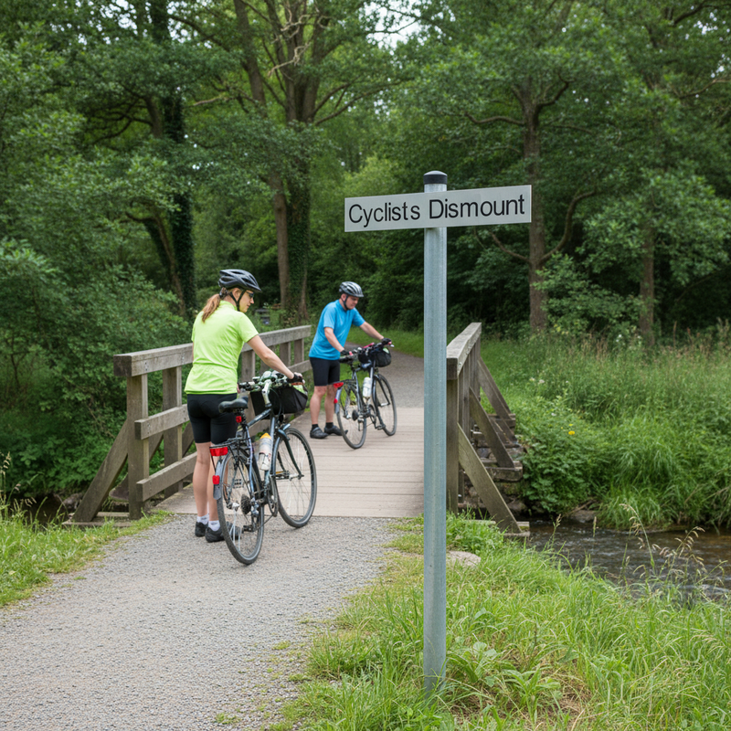 Dark Slate Gray Premium Cyclists Dismount Supplementary Plate for Road Signs