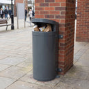 70 Litre Single Hooded Street Litter Bin – Galvanised Steel