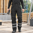 Waterproof Light Padded Work Trousers with Taped Seams - Black