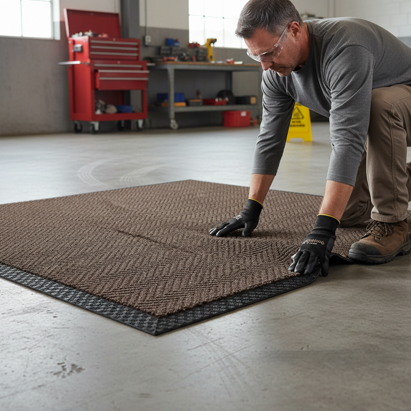 Dim Gray Heavy Duty Chevron Floor Mat - Premium Quality for High Traffic Areas
