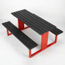 8-seat picnic table with recycled plastic boards and steel frame (view 2)