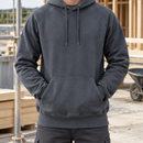 Heavy Duty Crew Neck Work Hoodie with Kangaroo Pocket - Steel Grey