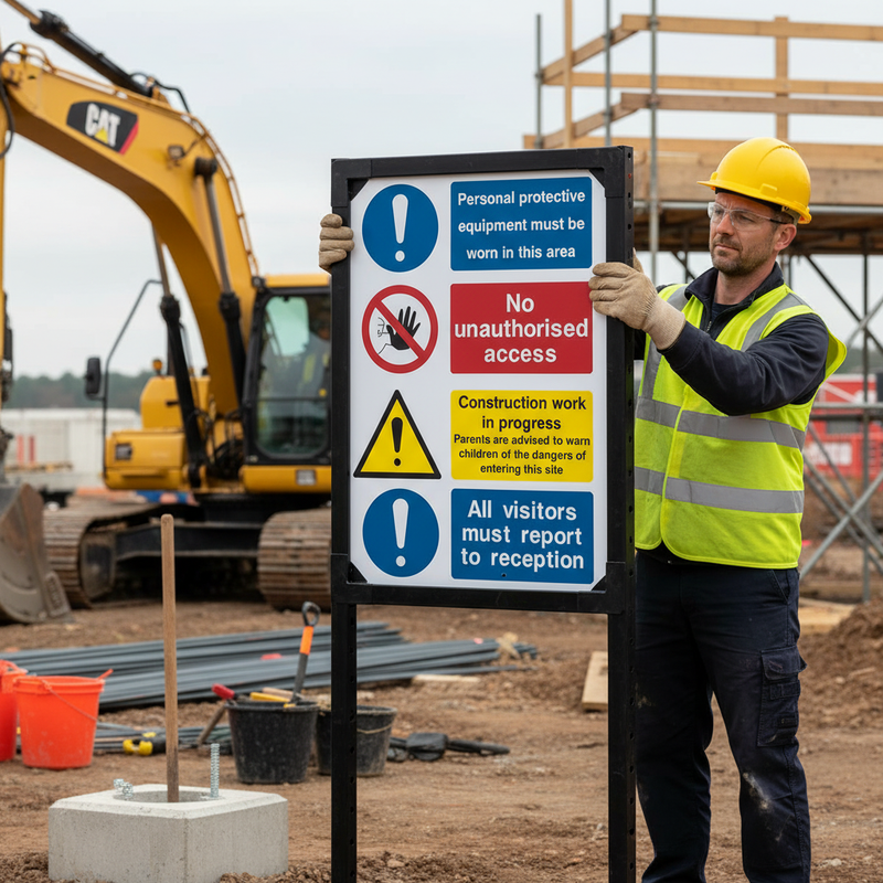 Dim Gray Premium Multi-Message Construction Site Safety Boards