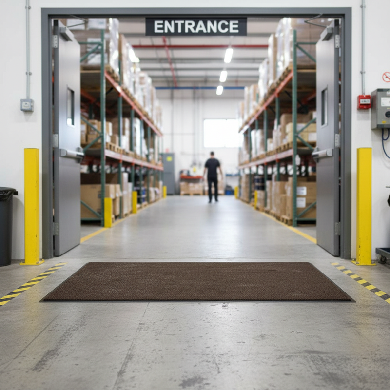 Dark Gray Premium Dust Control Plushway Entrance Mat - Brown