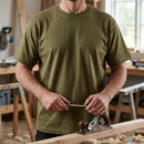 Loose Fit Cotton Crew Neck Work T-Shirt - Khaki Green