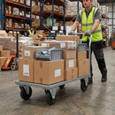 Dim Gray Pressed Steel Fixed Castors with Black Rubber on Polypropylene Wheel - 80mm to 150mm