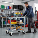 Dark Gray Pressed Steel Swivel Castors with Brake and Black Rubber on Polypropylene Wheel - 80mm-150mm