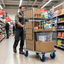 Pressed Steel Fixed Castors With Blue Rubber on Black Polypropylene Wheel - 100mm & 125mm