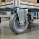 Dim Gray Zinc Plated Fixed Castors with Grey Thermoplastic Rubber Wheel - 60mm-125mm, 40kg-100kg Load
