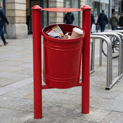 40 Litre Hooded Steel Litter Bin with Tipping Frame