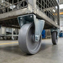 Pressed Steel Fixed Castors With Grey Cast Iron Wheel - 80mm & 100mm
