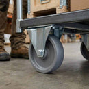 Pressed Steel Fixed Castors With Grey Cast Iron Wheel - 80mm & 100mm
