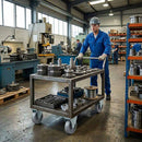 Pressed Steel Fixed Castors With Grey Cast Iron Wheel - 80mm & 100mm