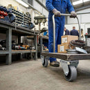 Rosy Brown Pressed Steel Fixed Castors With Grey Rubber on Black Polypropylene Wheel - 50mm to 100mm