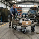 Slate Gray Pressed Steel Fixed Castors With Grey Rubber on Black Polypropylene Wheel - 50mm to 100mm