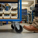 Dark Gray Pressed Steel Swivel Castors With Grey Rubber on Black Polypropylene Wheel - 50mm to 100mm