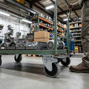 Gray Pressed Steel Braked Swivel Castors With Grey Rubber on Black Polypropylene Wheel - 50mm to 100mm