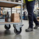 Gray Pressed Steel Braked Swivel Castors With Grey Rubber on Black Polypropylene Wheel - 50mm to 100mm