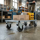 Slate Gray Pressed Steel Braked Swivel Castors With Grey Rubber on Black Polypropylene Wheel - 50mm to 100mm