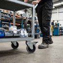 Dark Slate Gray Pressed Steel Braked Swivel Castors With Grey Rubber on Black Polypropylene Wheel - 50mm to 100mm