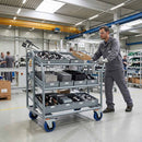 100mm Swivel Castor With Blue Rubber on Polypropylene Wheel, Directional Brake - 120kg Max Load