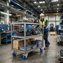 100mm Swivel Castor With Blue Rubber on Polypropylene Wheel, Directional Brake - 120kg Max Load