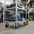 Dark Gray 100mm Swivel Castor With Grey Rubber on Polypropylene Wheel & 4-Hole Top Plate - 80kg Load Capacity