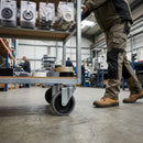 Dark Sea Green 100mm Swivel Castor With Grey Rubber on Polypropylene Wheel & 4-Hole Top Plate - 80kg Load Capacity