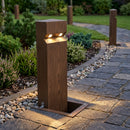 Double Solar LED Bollard Oak 1m Decorative Path Light