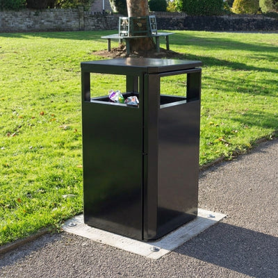 112 Litre Steel Litter Bin with Slam Lock and Stainless Hinge