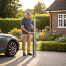 Dim Gray Heavy Duty Square Retractable Galvanised Steel Post with Integral Lock - 745mm