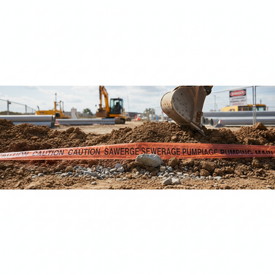 High-Visibility Underground Warning Tape for Sewerage Applications 150mm x 365m