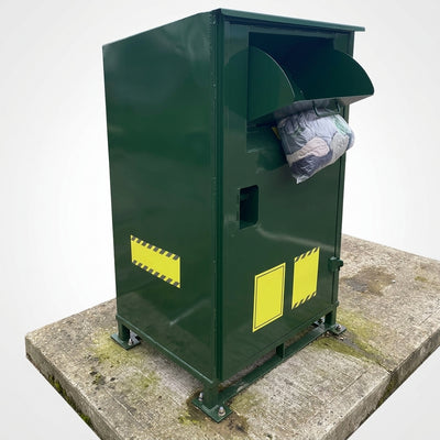 1100 litre lockable clothing donation bin powder coated