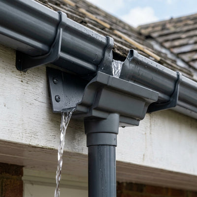 Moulded Ogee Gutter Outlet 63mm Dia, 125 x 100mm
