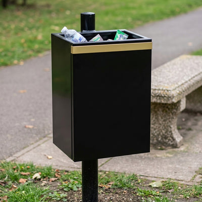 40 Litre post-mounted open top steel litter bin