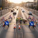 Dim Gray Premium Traffic Management Signs & Cones Kit for 2-Way Road Safety