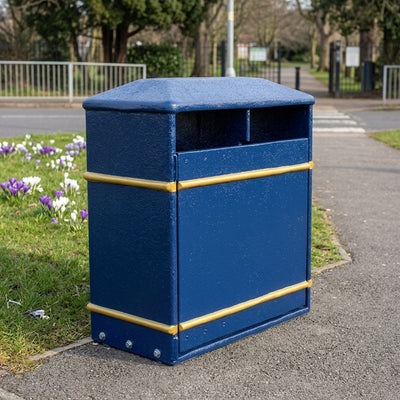 154L Closed-Top Litter Bin, Glass Fibre Composite, Dual Aperture