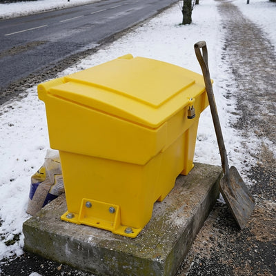 200 Litre Lockable Yellow Grit Bin with Sloped Lid