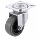 White Smoke Pressed Steel Swivel Castors With Grey Rubber on Black Polypropylene Wheel - 50mm to 100mm