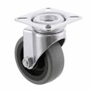 White Smoke Pressed Steel Swivel Castors With Grey Rubber on Black Polypropylene Wheel - 50mm to 100mm